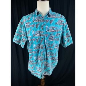 Levis Vtg 80s 90s Button Shirt Feather AOP Hawaiian Animal Art to Wear‎